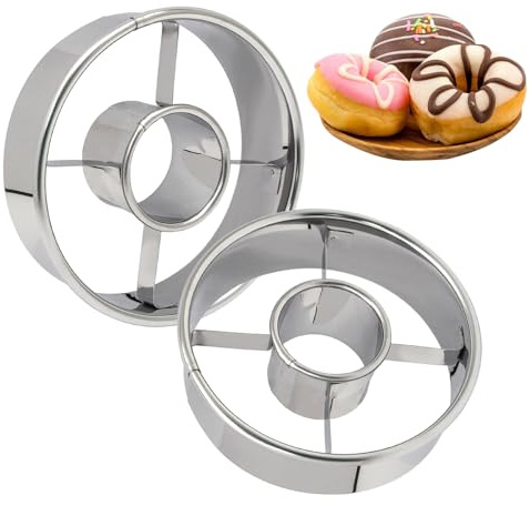 Luomorgo 2 Pack Stainless Steel Donut Cutter 3.15 Inch - Heavy Duty Doughnut Cutter Baking Tools for Donuts, Bagels, Cookies & Biscuit Pastries - Home & Professional Use