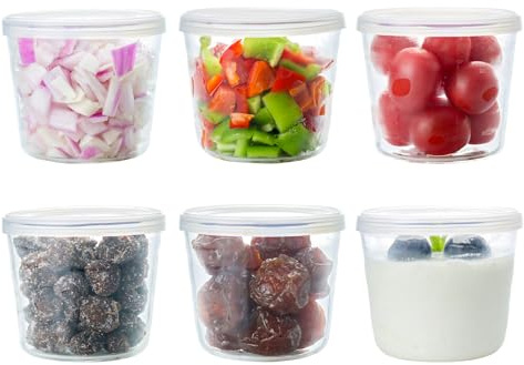 HillSpring Juego de cuencos de cristal con tapa, 6 unidades de 200 ml transparentes para comida prep, postres, pudín y almacenamiento