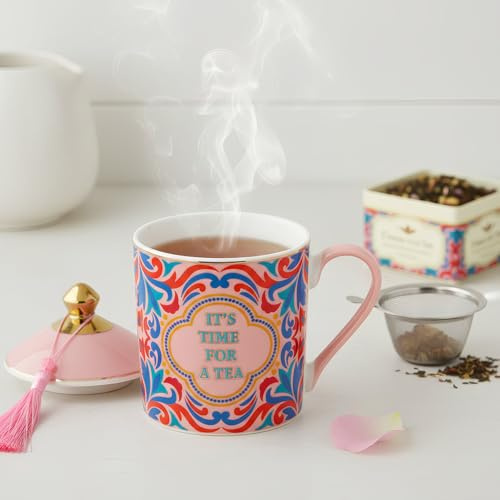 KASANOVA Tazza Porcellana con Filtro per tè Royal Garden Rosa