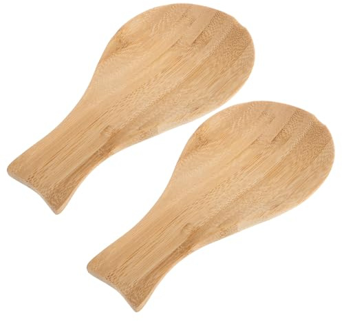iplusmile Lot de 2 Porte-Cuillères Cuisine en Bois Naturel 9X76 CM Support Antidérapant pour Ustensiles Spatules et Louches Résistant à la Chaleur Plan de Travail et Cuisson
