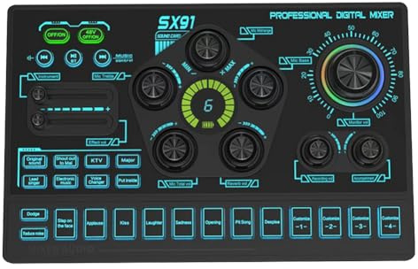 BOFRHME SX91 Live Sound Card USB Sound Mixer Professional Audio Mixing Console Amplifier for Live Sing PC Laptop Cellphone
