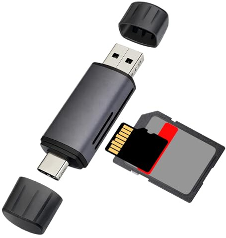 USB C SD Card Reader, Dual Connector USB 3.0 and Type C Memory Card Reader Adapter, 5Gbps 2-in-1 OTG Card Reader Compatible with SD/MicroSD/SDHC/SDXC/MMC, iPhone 15/16, iPad, MacBook, Android, Laptop