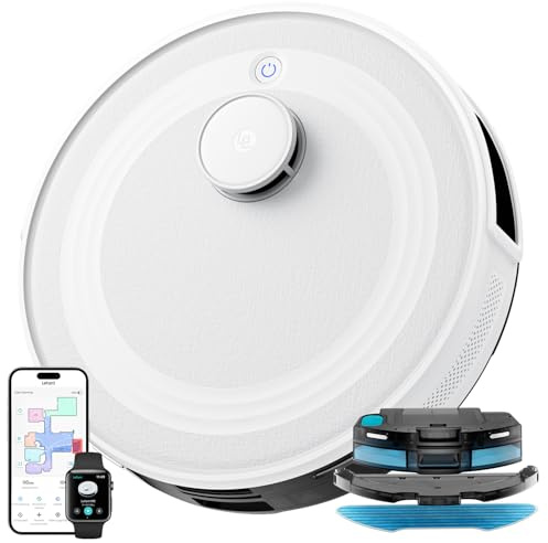 Lefant M2 Aspirateur Robot Laveur 6000Pa avec Cartographie Laser | Robot aspirateur laveur 2 en 1, Navigation dToF, Évitement PSD, Détection Tapis, Poils Animaux, APP/Alexa/WiFi, 160 Min