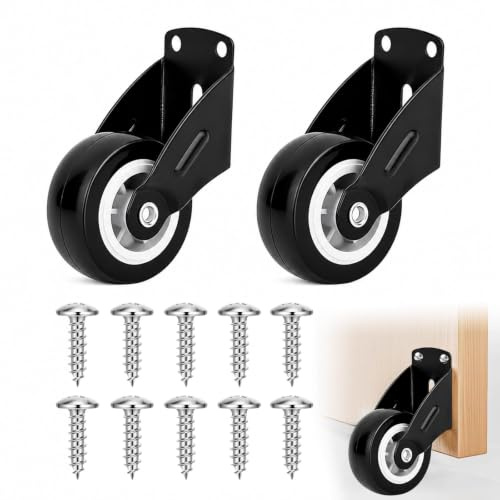 2 Pcs Castor Wheels, 60 mm Door Support Wheel, Gate Wheel, Indoor Use | Adjustable Height, Quiet Door Movement, Bracket Mounted Design, for Indoor Doors and Furniture