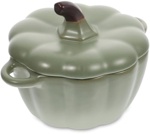 CHILDWEET Ciotola in Ceramica a Forma di Zucca Verde, Pratica per Contenere Cibi, come Ciotola per Zuppe al Vapore in Cucina Design Raffinato