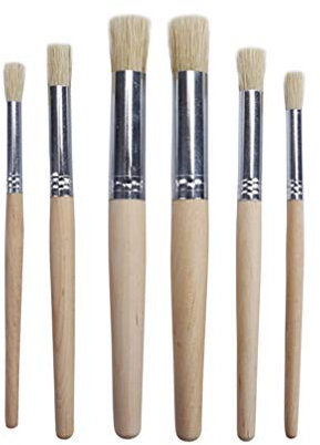 Healifty 6pcs Pincel Redondo Mango de Madera Herramienta de Principiante Profesional de Diferentes tamaños para Pintura al óleo de Acuarela acrílica