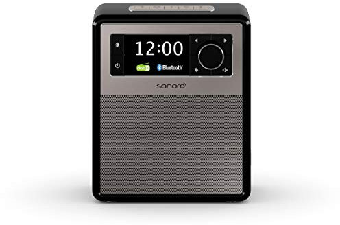 sonoro Easy DAB Plus Radio mit Bluetooth (tragbar, UKW/FM, Wecker, Sleep-Timer, LED Nachtlicht, Akku/Batterie/Netzbetrieb) Design Digitalradio Schwarz