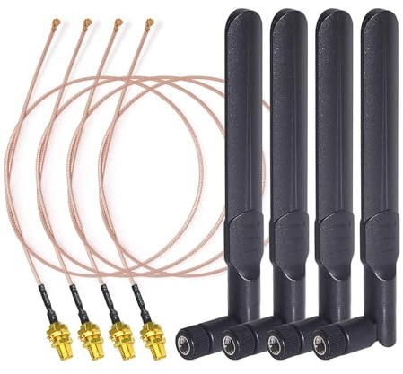 Bingfu Dual Band WiFi 2.4GHz 5GHz 5.8GHz 8dBi RP-SMA Male Antenna 20cm 8 inch RG178 Cable 4-Pack for WiFi Router Wireless Mini PCI Express PCIE Network Card Adapter