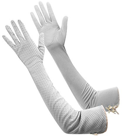 Women Summer Long Cycling Gloves UV Sun Protection Driving Gloves Cotton Motorcycle Riding Gloves Gloves Sunscreen Wicking Gloves Mittens Elegant Outdoor Sleeve Elbow Anti-UV Skin Cover Gloves Black