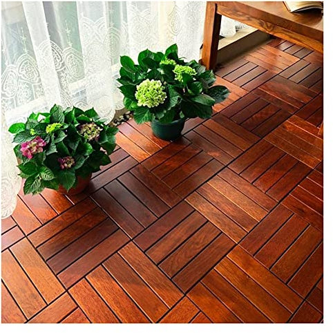 Holzfliesen Balkon DIY-Spleißboden Für Balkon-Terrassen-Gartendekoration, Ineinandergreifende WPC-Deckfliesen, Wetterfest (Color : 1pcs, Size : 30x30cm)