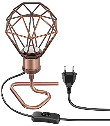 ledscom.de Tischlampe RETRA, Schalter, bronze matt, E27 Fassung, Käfig-Schirm, bronze