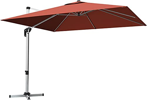 GOPLUS Sonnenschirm rechteckig, 300x300 cm Ampelschirm 360° drehbar & neigbar, Terrassenschirm mit 8 Rippen & Kurbel, Gartenschirm Marktschirm für Garten & Terrasse