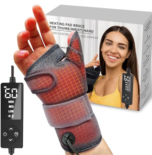 ELEKHEAL Electric Thumb & Wrist Heating Pad for Hand Arthritis with 3 Heat & 5 Timer Settings, Heated Wrist Wrap for Carpal Tunnel Syndromes, Tendonitis Left/Right Hand Pain Relief(S)