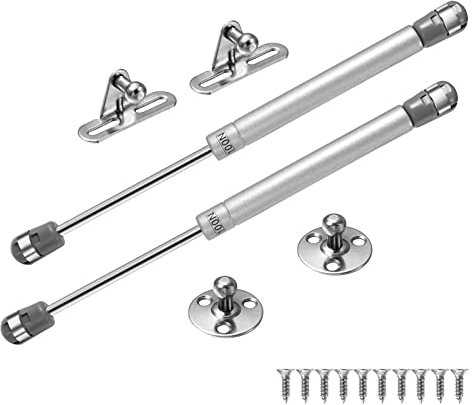 Vinabo 2 Pezzi Molla a Gas,100N Pistoni per Ante Cucina, Pistone a Gas per Ante, Martinetto Pneumatico per Mobili, Cerniera Armadio, Braccetto Ammortizzatore per Cerniera di Mobili da Cucina,Argento