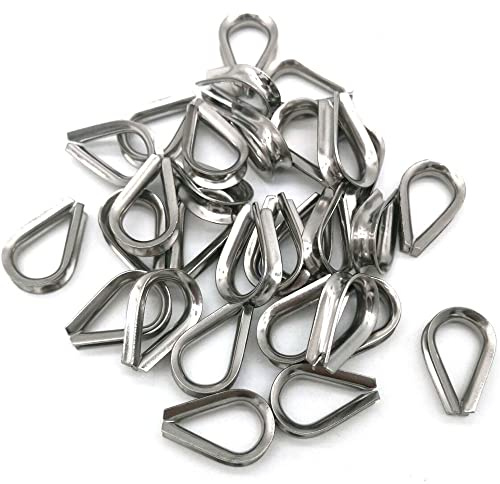 M8 Stainless Steel 316 Thimble for 5/16 Inch Steel Wire Rope Cable, Heavy Duty Rope Thimble Rigging Marine Grade,10 Pieces