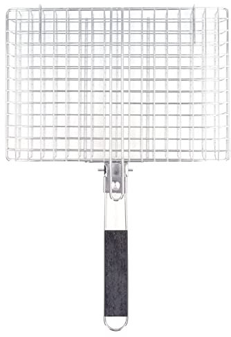 Panier à Griller pour Barbecue, Panier à Poisson en Acier Inoxydable Antirouille, Support à Barbecue pour Viande, Steak, Crevettes, Légumes, Côtelettes, Panier à Griller Robuste pour Extérieur