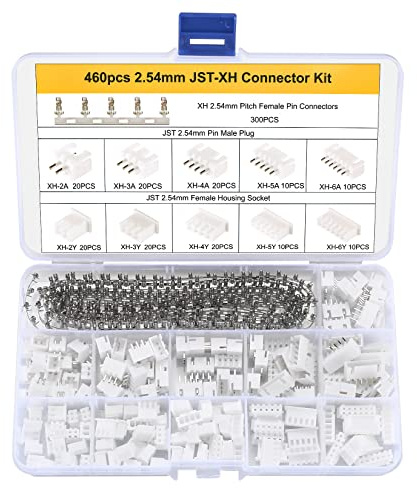 woshilaoDS 460 st JST-XH kontaktkit, 2,54 mm 2/3/4/5/6-stift hane och kvinnlig adapterkabel kontakt, 2,54 mm kvinnlig metallstiftkontakt, uttag stiftkontakt, vit kretskort kontakt