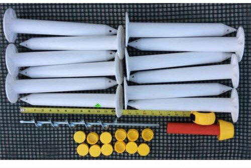 Ground Socket and Cap Kit for Pocket Fences Includes Install Tool and Auger (18 Sleeves and 18 Caps)