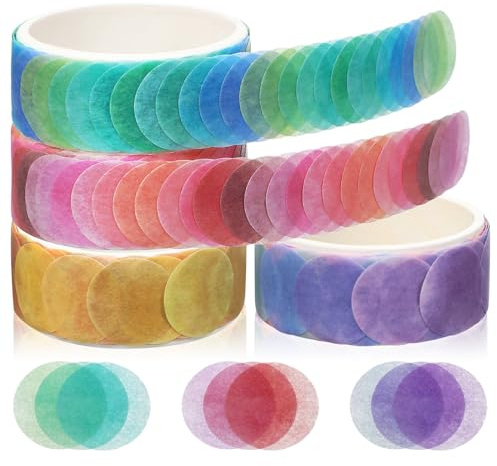 Artibetter 4 Rollen Washi-Tape-Set Vorgeschnittene Punkte-Washi-Tape Runde Kreisförmige Aufkleber Zum Verpacken Von Scrapbooking-Tagebüchern Und Als Wanddekoration