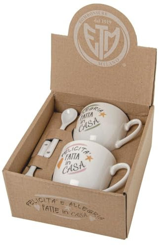Generico Fantasie Set Regalo da 2 Tazze Cappuccino in Scatola Regalo BOMBONIERA