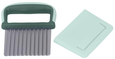 Hooleey Crinkle Chopper, Wavy Potato Cutting Tool Heavy Duty, Stainless Steel Blade Wavy Slicer Wavy Crinkle Cutting Tool Cutter Stainless Steel Blade for Fruit, Vegetable, Carrot, Potato (Green)