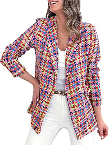 Giacche da Abito e Blazer da Donna Corto OL Giacca Cardigan Manica Lunga Scollo a V Giacca Bottoni Coprispalle Bolero Colletto Aperto Lavoro Blazer Giacca Donna Elegante A Fantasia