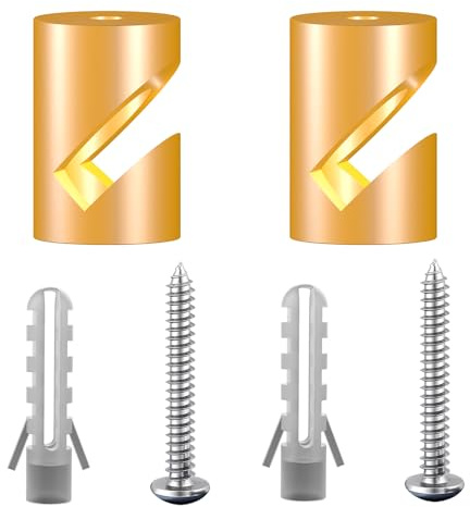 OASHISU 2 x Aluminiumlegierung Wand- und Deckenpins Golden für Textilkabel | V-Stil Deckenbefestigung Affenschaukel Aufputz-Kabelhalter für Lampe DIY mit Schrauben und Dübeln
