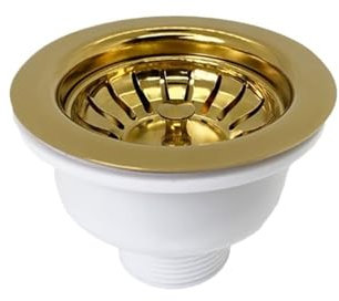 EJPPDHCO 4 Colors Kitchen Sink Strainer Drain Basket Filter SUS 304 Durable Kitchen Waste Bowl Kit 114mm Basin Accessory Replacement(Gold)
