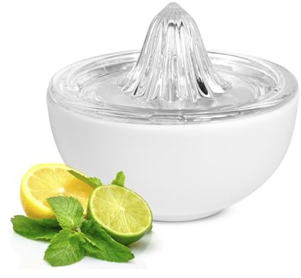 Sendez Zitruspresse mit Porzellanschale 500 ml Zitronenpresse Orangenpresse Handentsafter Saftpresse aus Glas spülmaschinengeeignet