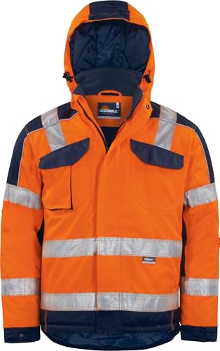 Vizwell Winter Warnschutz Arbeitsjacke leuchtgelb leuchtorange mit Kapuze