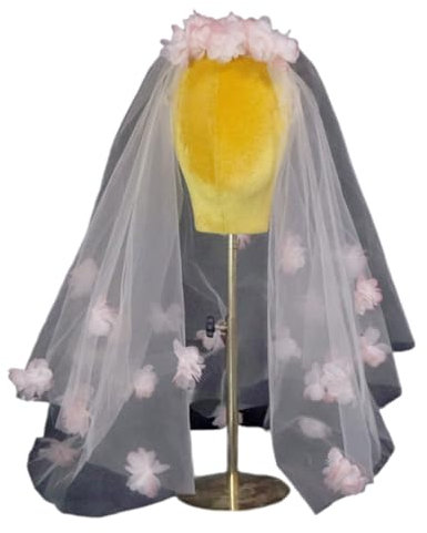 Brautschleier, Hochzeit Brautschleier, Schleier Braut Frauen Lagen Tüll Junggesellenabschied Hochzeitsschleier mit rosa Blume for Party Foto Kurzer Schleier