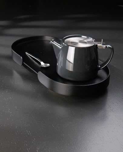 Butler Tablett aus Aluminium, mit hochwertiger Pulverbeschichtung, Innovatives Design aus Deutschland für Indoor/Outdoor geeignet, Made in EU by Siqual-Design (Schwarz)