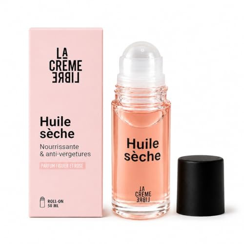 La Crème Libre - 3 in 1 Bio-Pflegeöl - Trockenöl für Gesicht, Körper, Haare - Roll-on-Massage - 100% Natürlich und Vegan - Pflegend und nicht Klebend - Feigen und Rosenduft - Reisegröße - 50ml