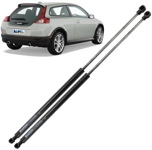 BIAREN Lot de 2 vérins à gaz pour hayon arrière pour Volvo C30 (2006–2013) Système de support de levage 360 (N) 483 MM 30657235 31278323
