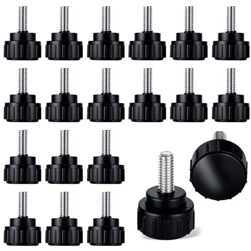 20 Stück Rändelschraube M4 x 10mm Flügelschrauben Rändel Sterngriff Schraube Kohlenstoffstahl Gewindegerändelte Rändelschraube Schwarze Runde Klemmenschraube