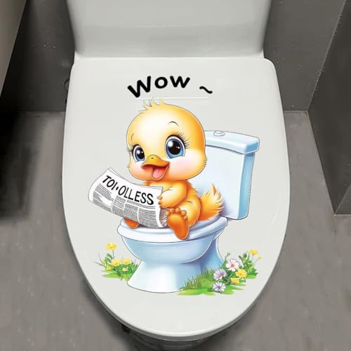 1 Stück 3D Enten-Toilettenaufkleber – Selbstklebende wasserdichte abnehmbare Hunde-Katzen-Badezimmer- & Türwandaufkleber, kreativer lustiger Toilettentankaufkleber, Badezimmerzubehör (Ente)