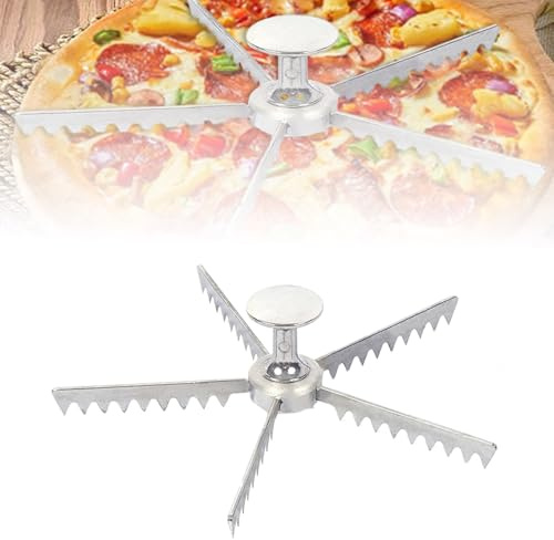 Whole Pie Cutter, Pie Marker 5/6/7/8/9/10/12 Slice Pie Cake Marker Aluminum Alloy Portion Divider, Pie Pan Divider Insert Pie Separator Cutter Baking Tools for Kitchen Party Commercial Home (5 Cut)