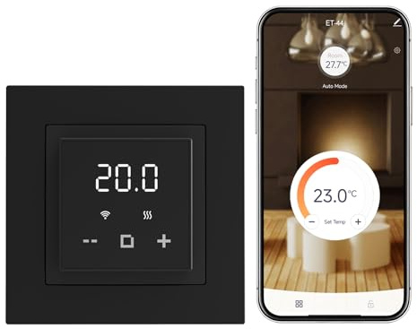 HEATIT Programmable Thermostat, WiFi Smart Thermostat for Electric Radiant Floor Heating with Touchscreen, 120V-240V Wide Voltage Range, Dual Sensing, Black