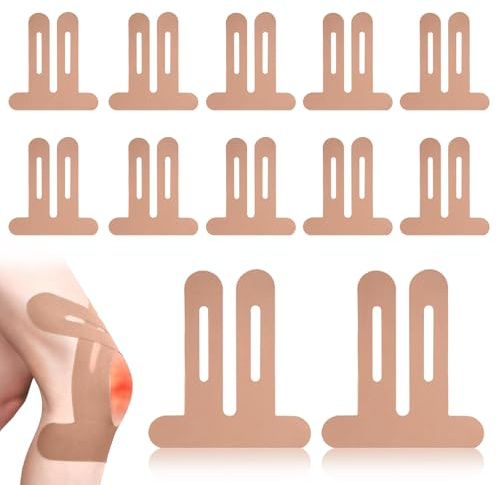CHIHOLEN 12 Stück Precut Kinesiotapes Knie, Elastisches Physio Tape für Knieschmerzen, Wasserfestes & Kinesiotapes Vorgeschnitten, für Sport Knieschmerzen Knie Haltungskorrektur(Hautfarbe)