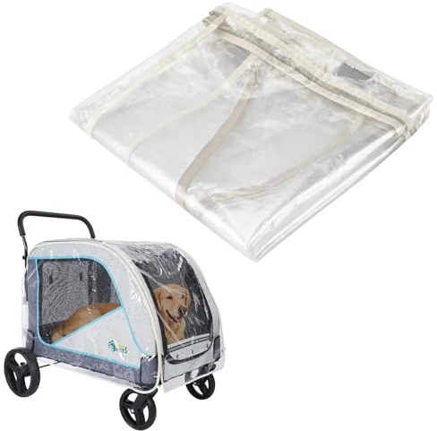 Ownpets Large Dog Stroller Rain Cover, EVA Transparent Waterproof Windproof Cover, Pet Stroller Rain Cover for Outdoor