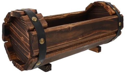 BAZEITFLOW Jardinière Extérieure en Bois Carbonisé pour Balcon | Usage Jardin et Bureau, Style Rétro, Format 1 Pièce, Adaptée aux Fleurs Succulentes