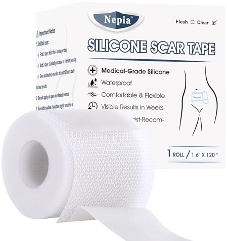 Nepia Silicone Scar Sheets 1.6x120 Roll (3M) - Medical Grade | Reusable Scar Tape to Flatten & Fade Surgical Scars, C-Section, Keloids, Burns | Hypoallergenic Treatment (Clear)