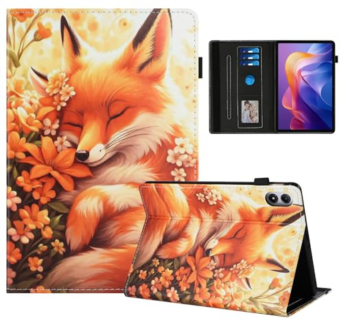 Rostsant Coque pour Xiaomi Redmi Pad 2 Pro 12.1 Pouces Impression Graphique Housse en Tablette Cuir PU Protection pour Xiaomi Redmi Pad 2 Pro Renard en Fleur
