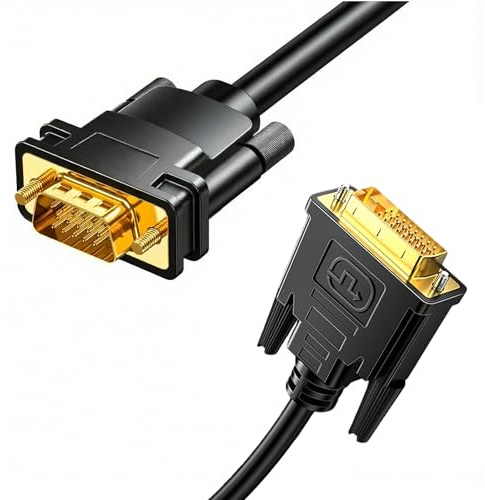 LKEENR DVI to VGA Cable, DVI-D 24+1 to VGA 6 Feet Cable Male to Male Gold-Plated Cord for Computer, PC Host, Laptop, Graphics Card to HDTV, LG HP Dell Monitor, Display Screen, Projector
