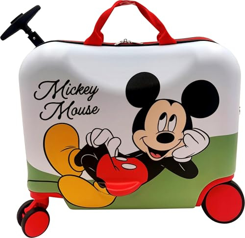 Disney Mickey Mouse 2-in-1 Kinderkoffer und Aufsitzgepäck, leicht, mit Rädern, 45,7 cm