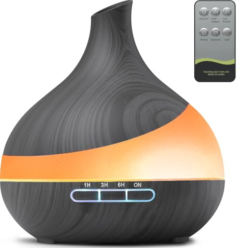SHOXTR 500 ML Aroma Diffuser, Upgrade Diffuser für große Räume,Aromatherapie Diffuser Mit Fernbedienung 4 Timer Einstellung 14 Farben LED automatischer Abschaltfunktion - Brown,K205/60R16