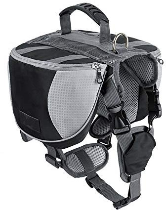 Lifeunion Verstellbarer Hundesattel-Rucksack für Camping, Wandern, Training (schwarz, mittel)