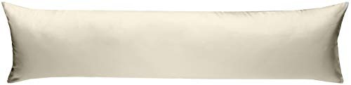 Bettwaesche-mit-Stil Mako-Satin Seitenschläferkissen Bezug aus 100% Baumwolle (Baumwollsatin) Uni/einfarbig (40 cm x 145 cm, Natur Beige)