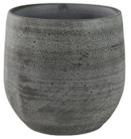 Ivyline Keramik Blumentopf Esra Ø 18 cm, Höhe 16 cm, handgefertigt, grau Übertopf für Zimmerpflanzen