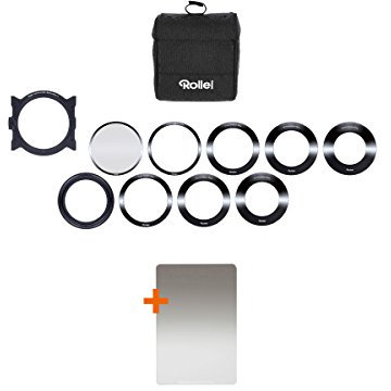Rollei Mark II Filterhalter Starter Kit I Steckfiltersystem für 100mm Rechteckfilter, inkl Soft GND8 & CPL Filter, Objektivadapter 52 – 82mm, Filtertasche